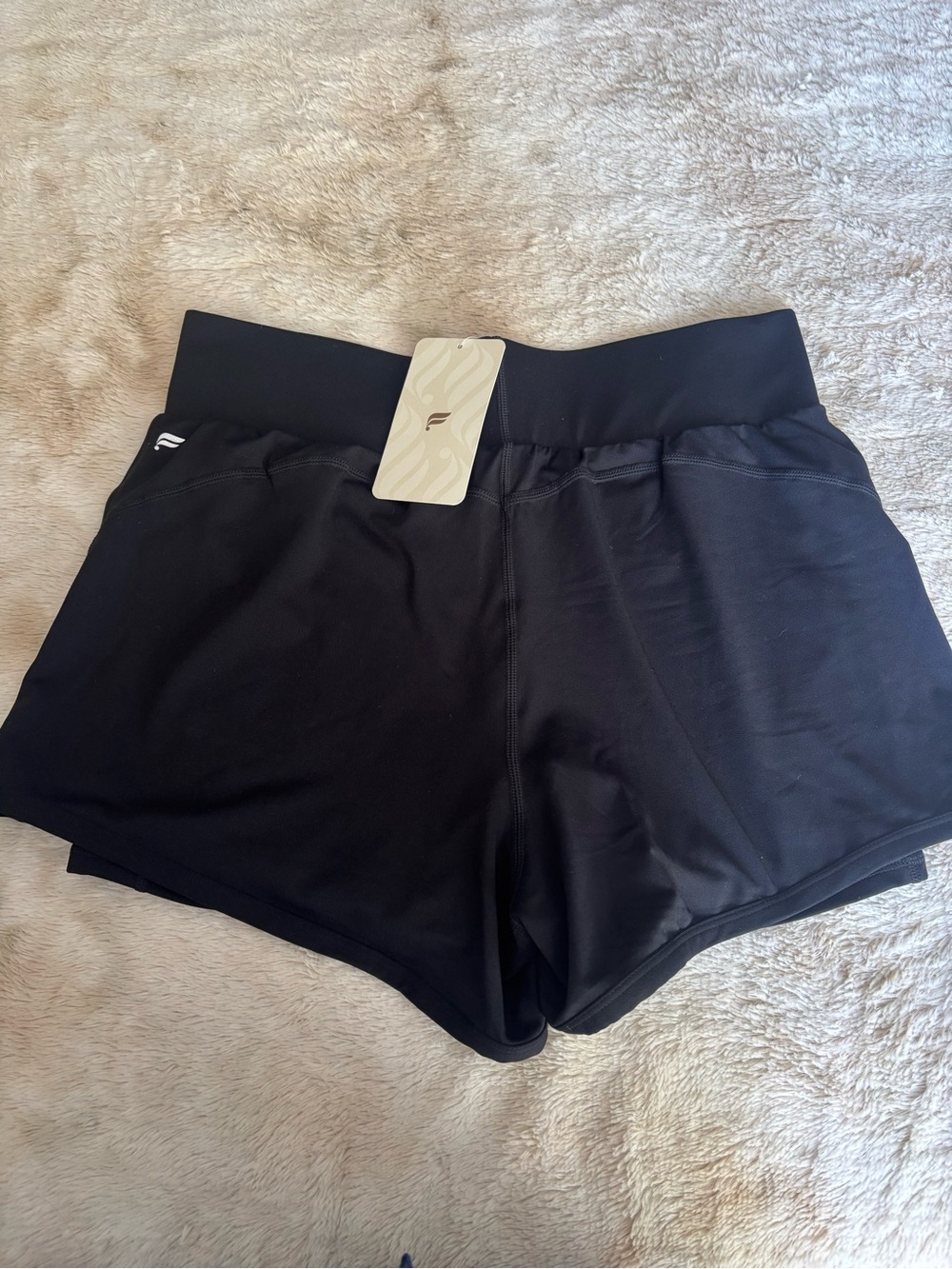 Fabletics Black High-Rise Athletic Shorts with Wide Waistband - Picture 2 of 8